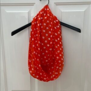 Polka Dot Infinity Scarf - Orange and White